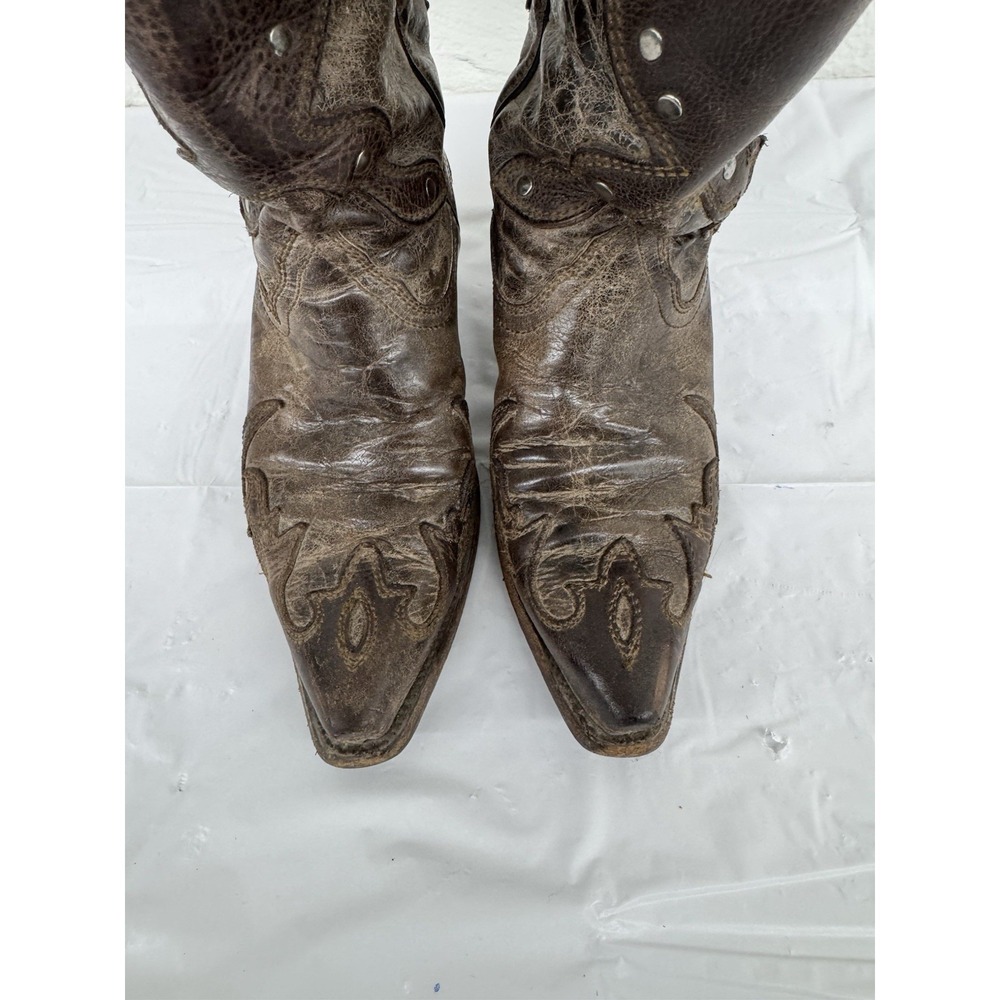 Corral Women's Concho Cowgirl Boots‎ 8.5 M Distressed Style Wingtip READ